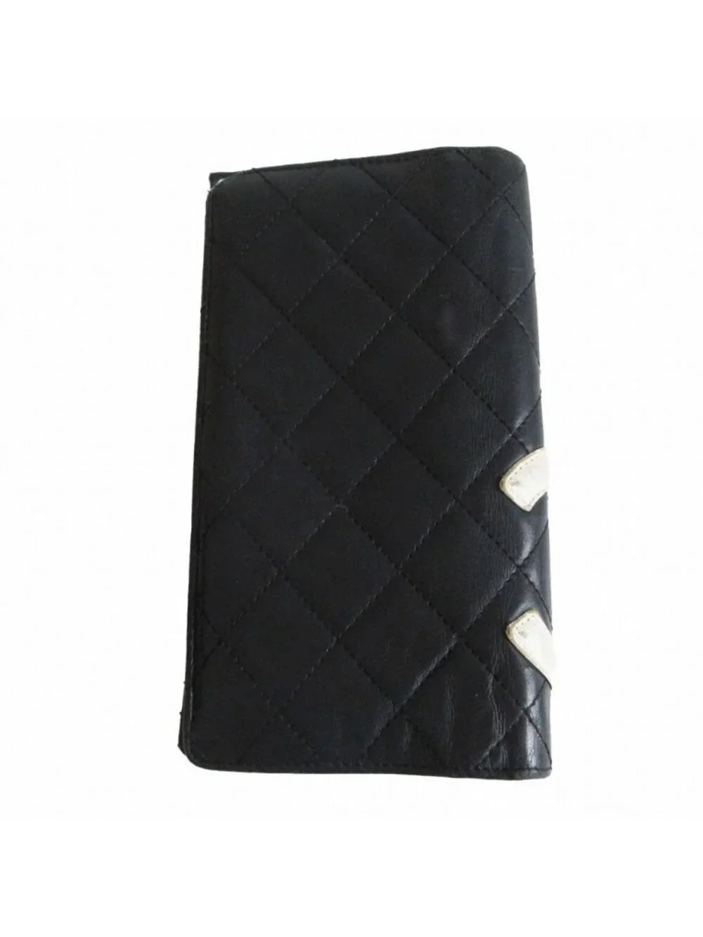 Chanel Wallet Cambon Line Leather Quilted Bifold Seal Black